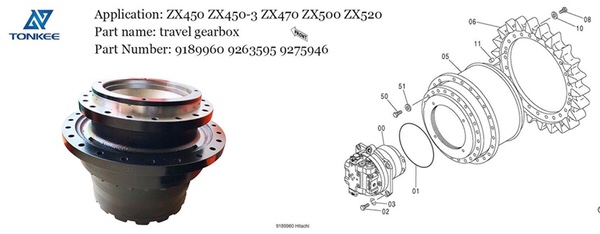 brand new earthmoving machinery aftermarket parts 9189960 9263595 9275946 travel transmission final drive ZX450 ZX450-3 ZX470 ZX500 ZX520 travel device travel gearbox without hydraulic motor suitable for HITACHI DEERE